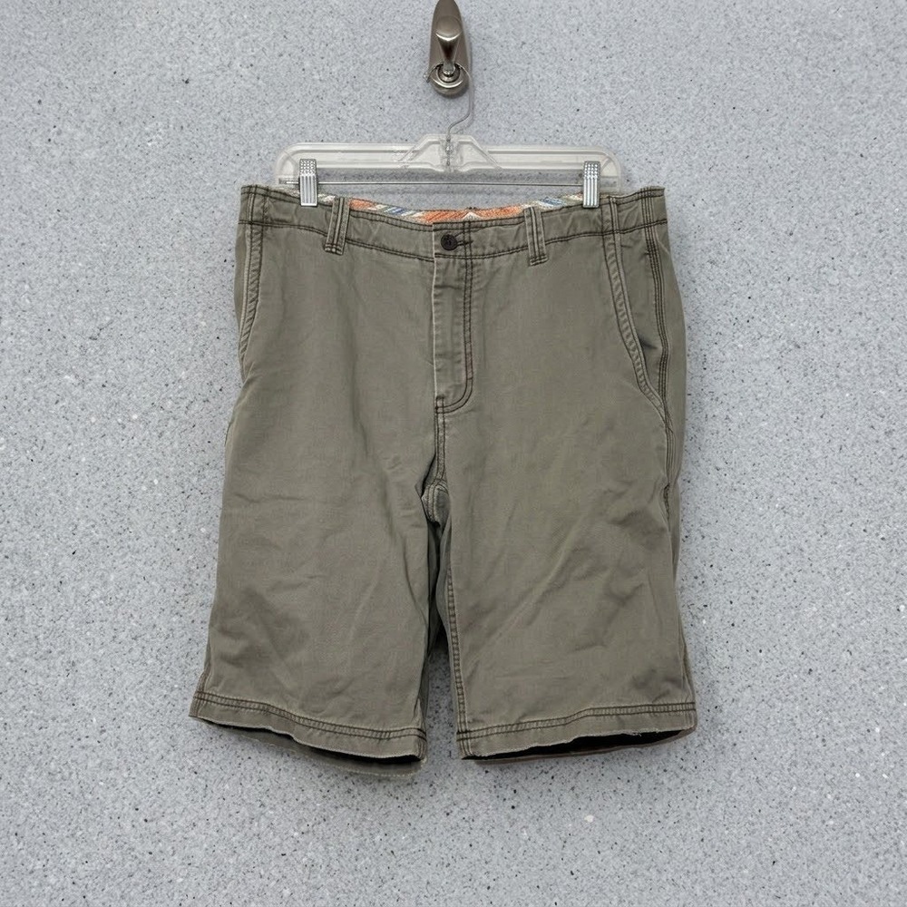 Gap Y2K Mens Chino Shorts Olive Green Flat 34W Baggy Distressed Drawstring Skate